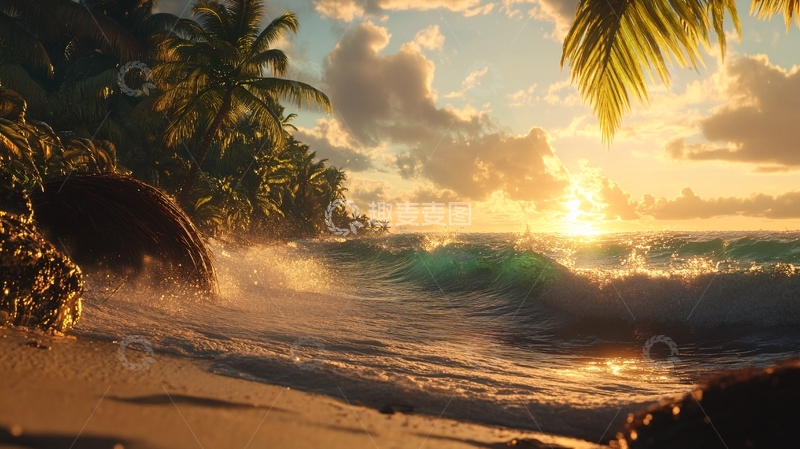 高清大图下载【趣麦麦图】-海岛黄昏高清16
