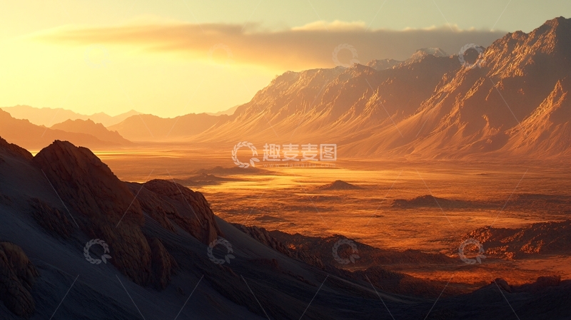 高清大图下载【趣麦麦图】晨光洒满戈壁