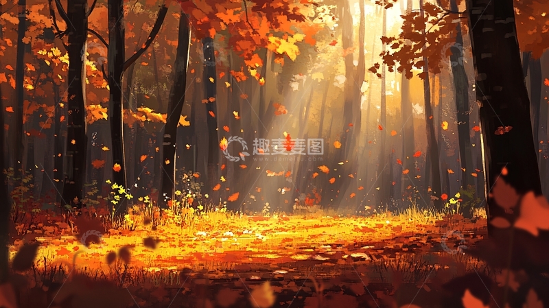 高清大图下载【趣麦麦图】秋天森林画唯美秋色36