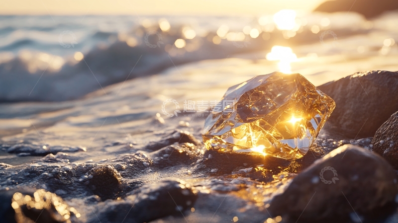 高清大图下载【趣麦麦图】海边夕阳落日风景冰凌