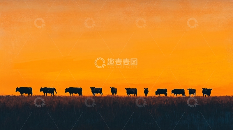 高清大图下载【趣麦麦图】暮归的牛群6