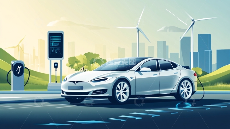 高清大图下载【趣麦麦图】电动汽车背景