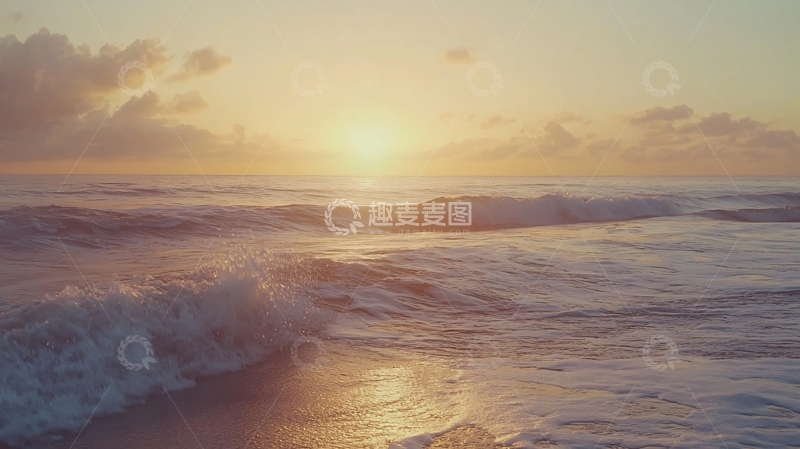 高清大图下载【趣麦麦图】海边夕阳落日余晖背景12