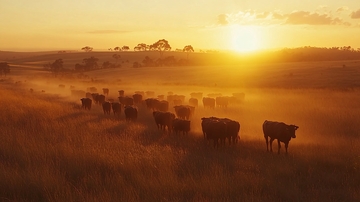清晨太阳牛群乡村2