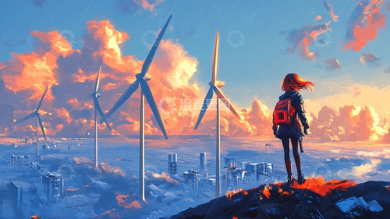 高清大图下载【趣麦麦图】清洁能源智能电网