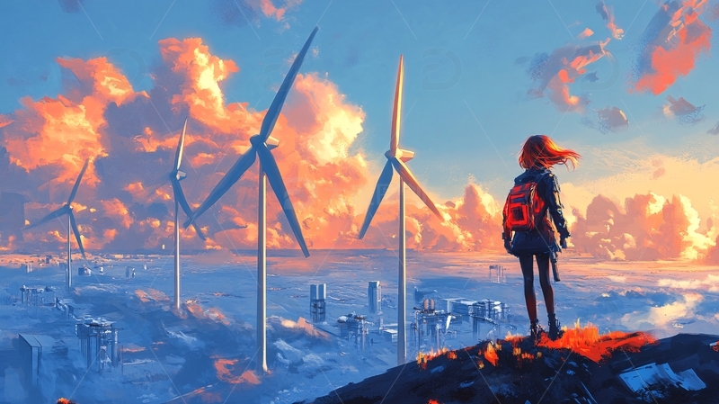 高清大图下载【趣麦麦图】清洁能源智能电网