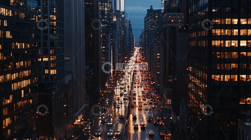 高清大图下载【趣麦麦图】城市黄昏街道夜景7