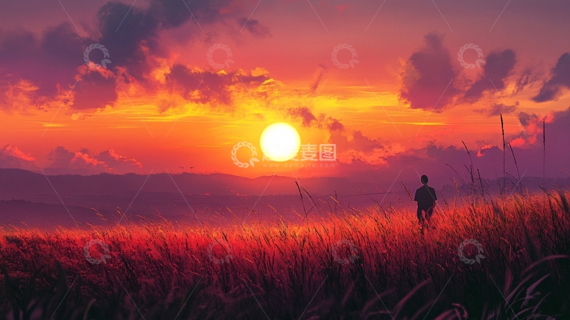 高清大图下载【趣麦麦图】看日出插画7