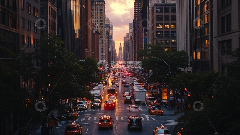 高清大图下载【趣麦麦图】城市黄昏街道夜景8