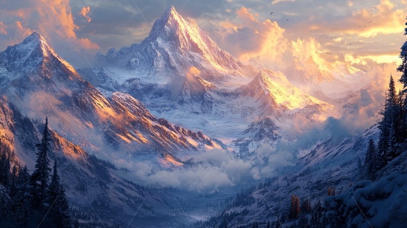 高清大图下载【趣麦麦图】雪峰阳光