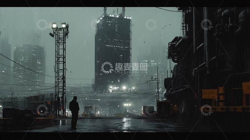 高清大图下载【趣麦麦图】钢铁城市雨天的城市8