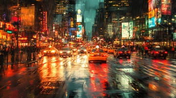 雨中城市街景