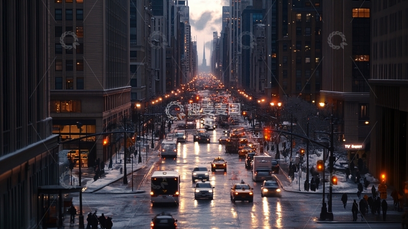 高清大图下载【趣麦麦图】城市黄昏街道夜景9