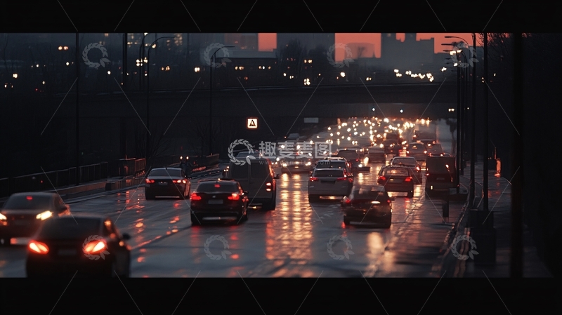 高清大图下载【趣麦麦图】下班晚高峰车流