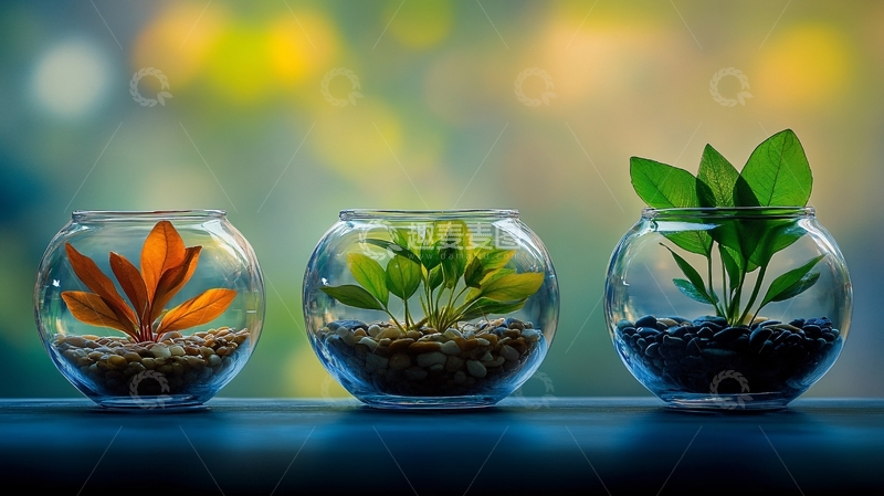 高清大图下载【趣麦麦图】玻璃瓶装的植物2