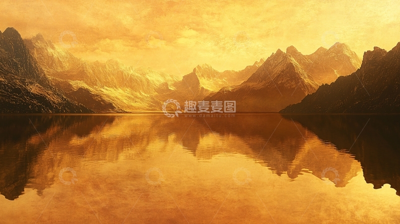 高清大图下载【趣麦麦图】金色湖面背景2