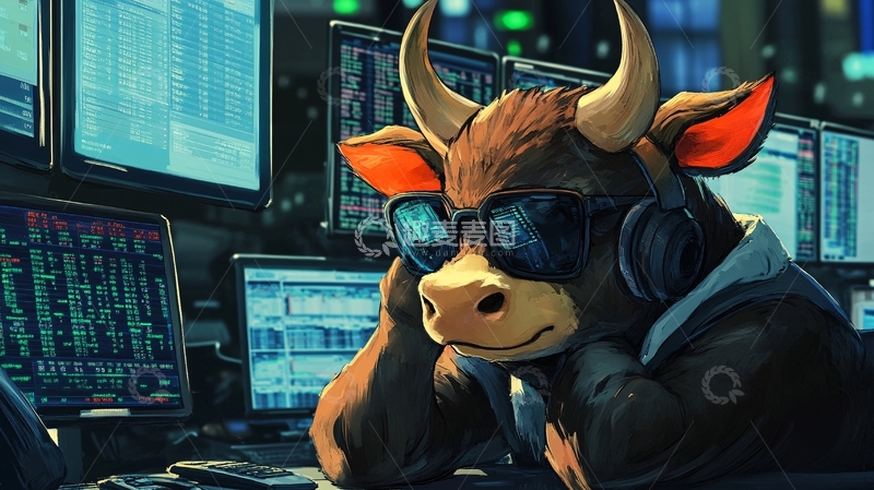 高清大图下载【趣麦麦图】牛市吉祥物