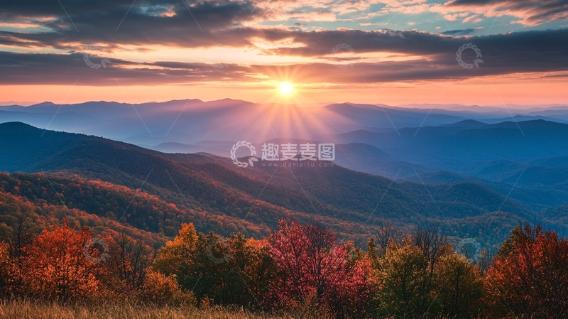高清大图下载【趣麦麦图】唯美山景日出