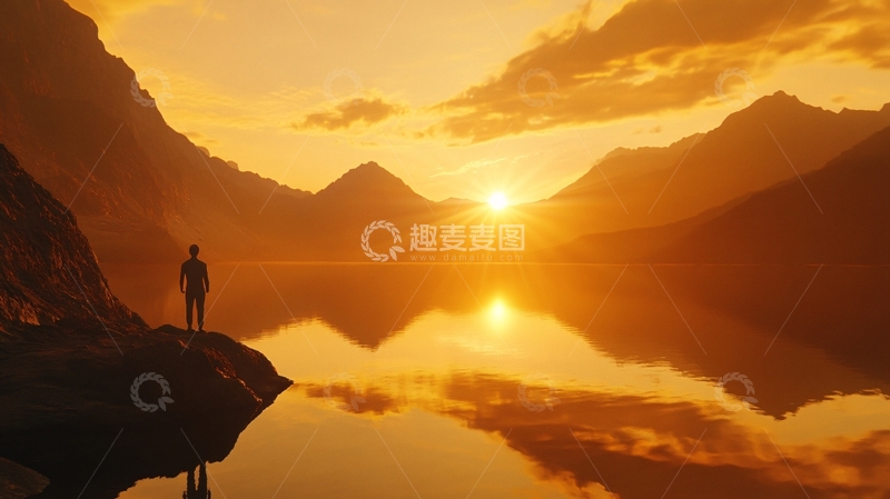 高清大图下载【趣麦麦图】文德湖落日