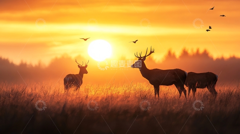 高清大图下载【趣麦麦图】意境麋鹿