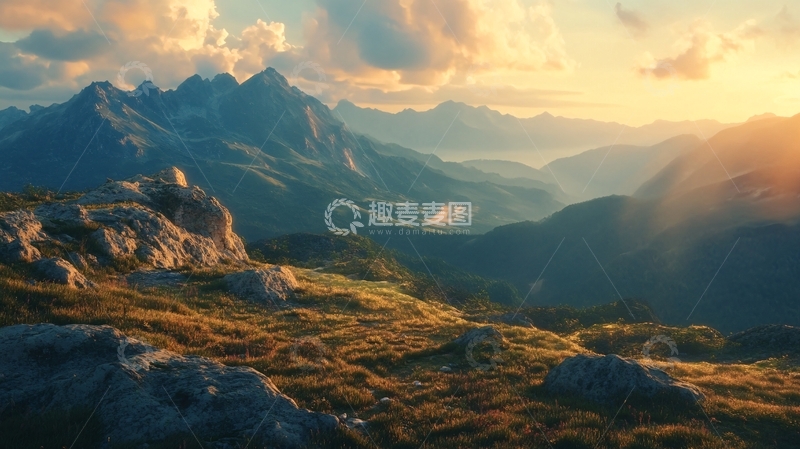 高清大图下载【趣麦麦图】山影暮色黄昏时