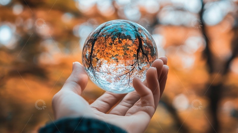 高清大图下载【趣麦麦图】水晶球中的秋景