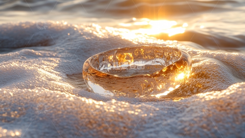 高清大图下载【趣麦麦图】夕阳下的冰面