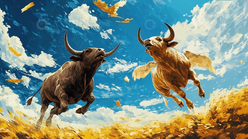 高清大图下载【趣麦麦图】牛市寓意