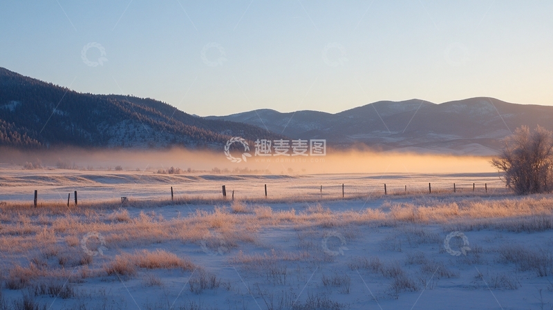 高清大图下载【趣麦麦图】雪原晨光1