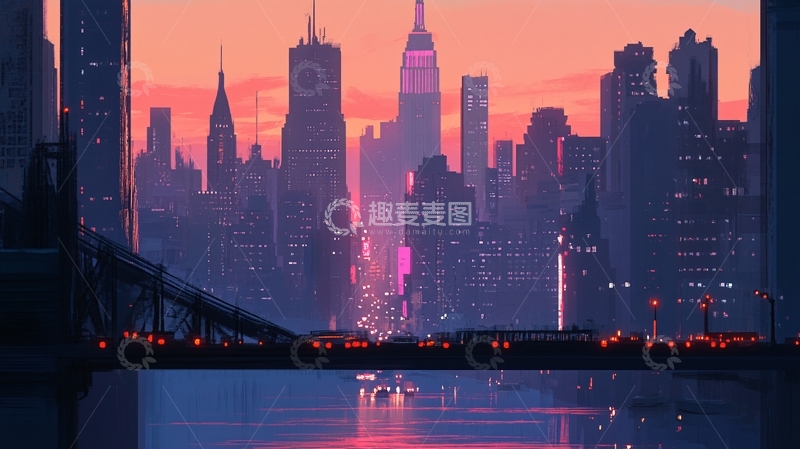 高清大图下载【趣麦麦图】纽约城市鼠绘20