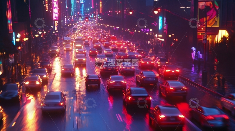 高清大图下载【趣麦麦图】都市雨夜7