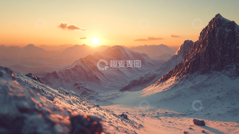 高清大图下载【趣麦麦图】雪山曙光
