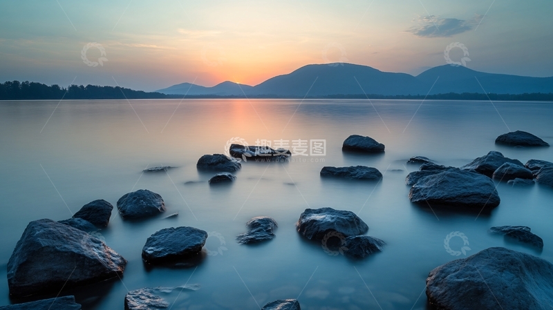 高清大图下载【趣麦麦图】石湖日出