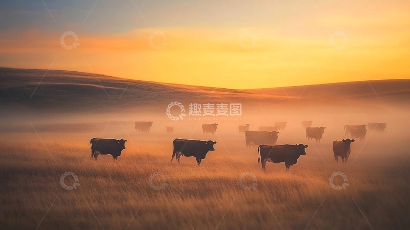 高清大图下载【趣麦麦图】暮归的牛群14