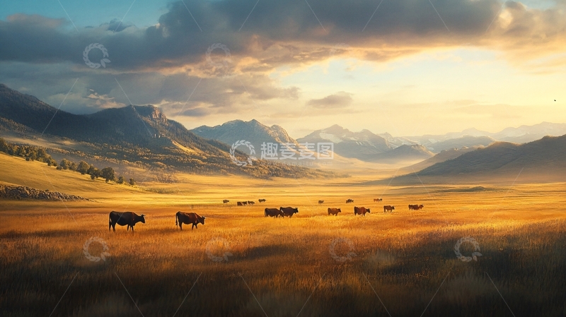 高清大图下载【趣麦麦图】黄昏牧歌