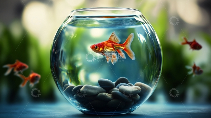 高清大图下载【趣麦麦图】鱼缸里的金鱼图片
