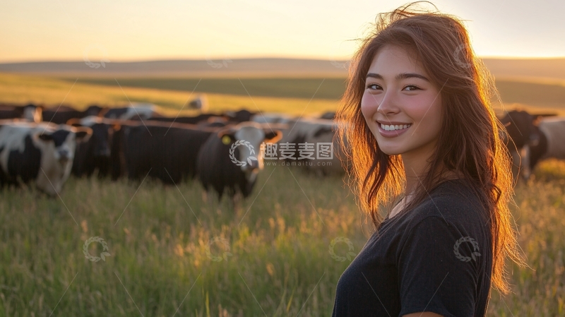 高清大图下载【趣麦麦图】傍晚草原牧归牛群9
