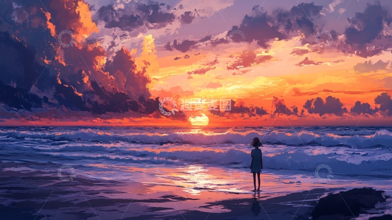 高清大图下载【趣麦麦图】-动漫海边3