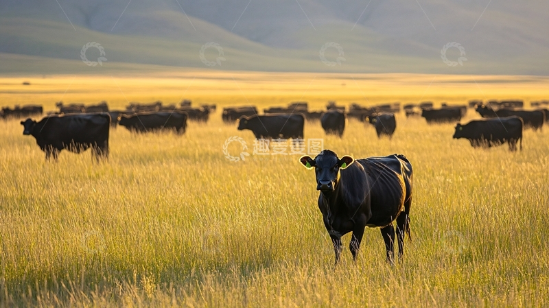 高清大图下载【趣麦麦图】傍晚草原牧归牛群11