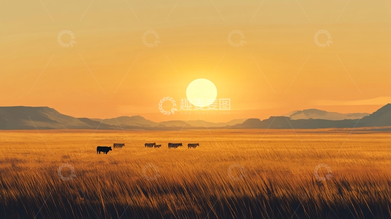 高清大图下载【趣麦麦图】荒野黄昏插画57