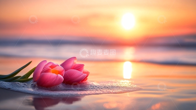 高清大图下载【趣麦麦图】夕阳下的郁金香3