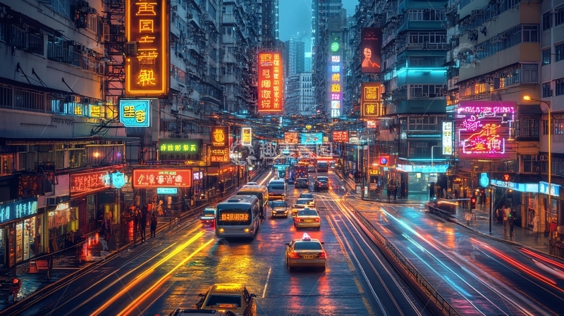 高清大图下载【趣麦麦图】庙街风光