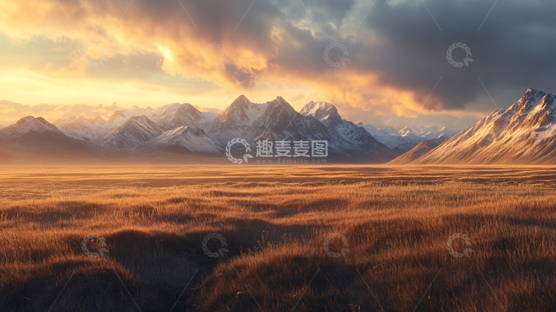 高清大图下载【趣麦麦图】雪山远景清晨