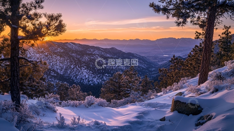 高清大图下载【趣麦麦图】冬季雪景日出阳光3