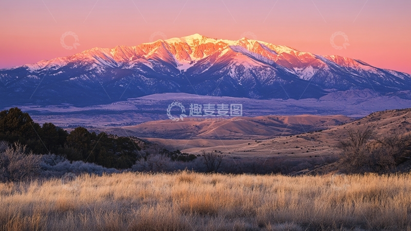 高清大图下载【趣麦麦图】雪山朝晖1