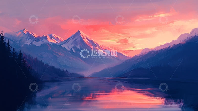 高清大图下载【趣麦麦图】荒野黄昏插画58