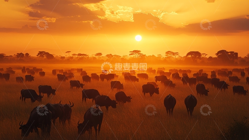 高清大图下载【趣麦麦图】非洲动物迁徙场景1