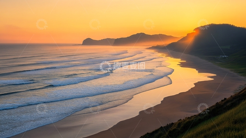 高清大图下载【趣麦麦图】丁字湾海岸晨光