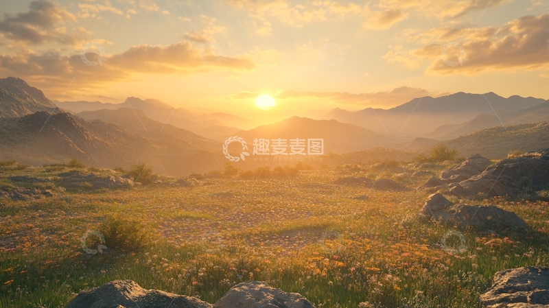 高清大图下载【趣麦麦图】高山草甸日出
