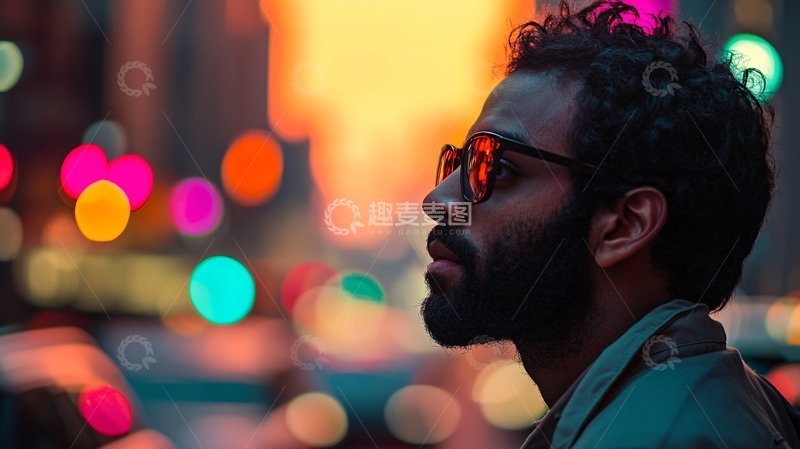 高清大图下载【趣麦麦图】望着远方混血人